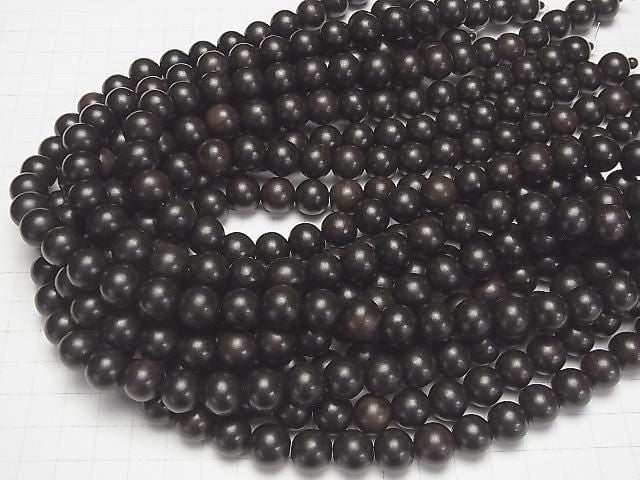 Ebony Wood Semi Round 12mm 1strand beads (aprx.15inch/38cm)