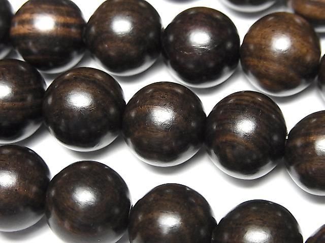 Ebony Wood Semi Round 15mm 1strand beads (aprx.15inch/37cm)