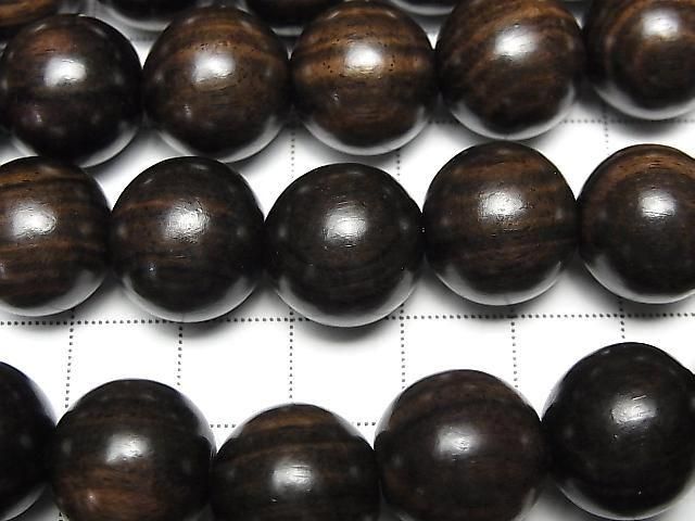 Ebony Wood Semi Round 15mm 1strand beads (aprx.15inch/37cm)