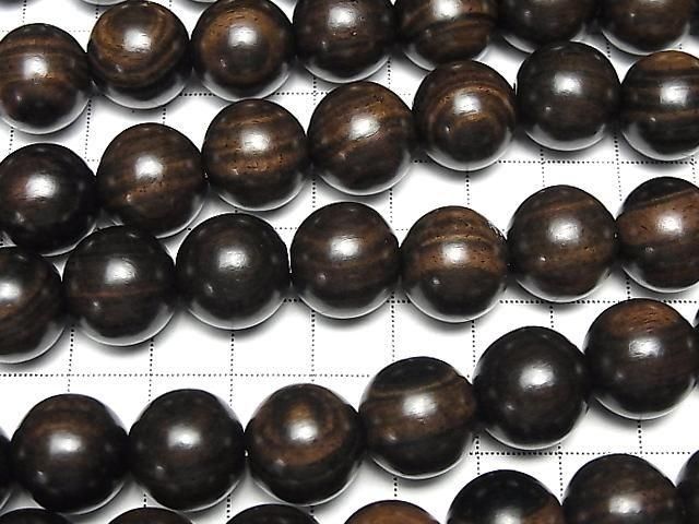 Ebony Wood Semi Round 15mm 1strand beads (aprx.15inch/37cm)
