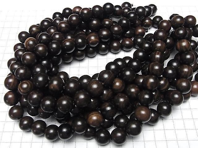 Ebony Wood Semi Round 15mm 1strand beads (aprx.15inch/37cm)
