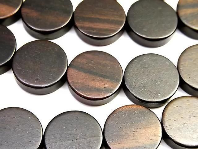 Ebony Wood Coin 15x15x5mm 1strand beads (aprx.15inch/38cm)