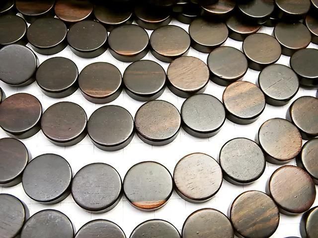 Ebony Wood Coin 15x15x5mm 1strand beads (aprx.15inch/38cm)