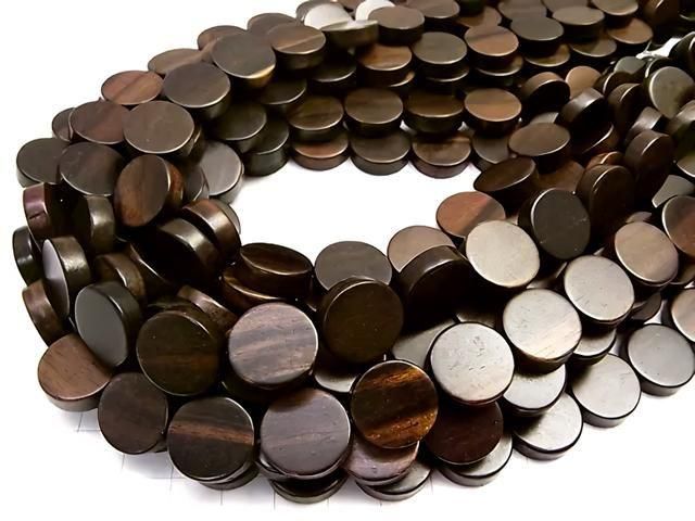 Ebony Wood Coin 15x15x5mm 1strand beads (aprx.15inch/38cm)