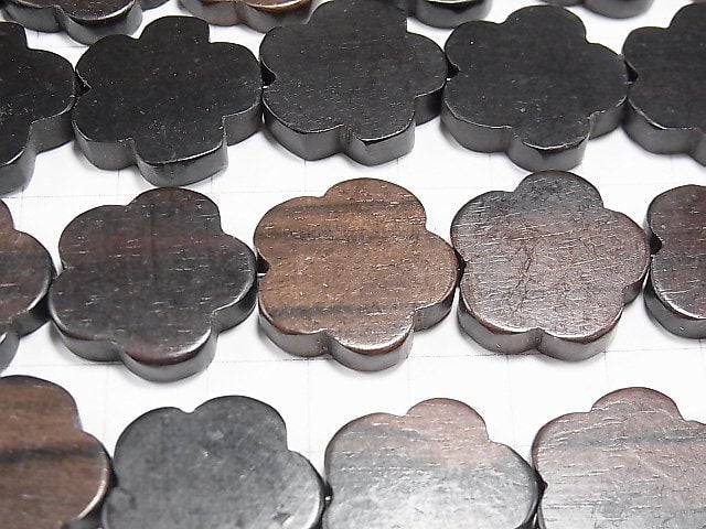 1strand $8.79! Ebony Wood Flower 20x20x5mm 1strand beads (aprx.15inch / 37cm)