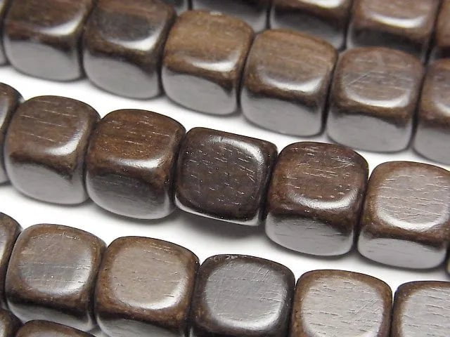 Ebony Wood Cube 10x10x10mm 1strand beads (aprx.15inch/38cm)
