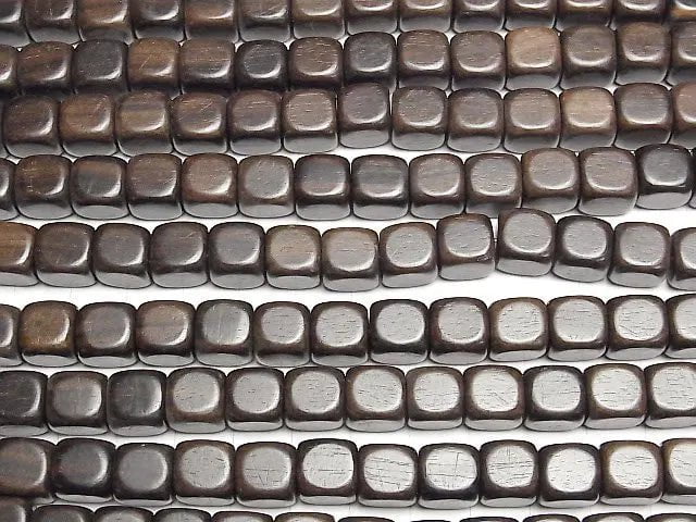 Ebony Wood Cube 10x10x10mm 1strand beads (aprx.15inch/38cm)