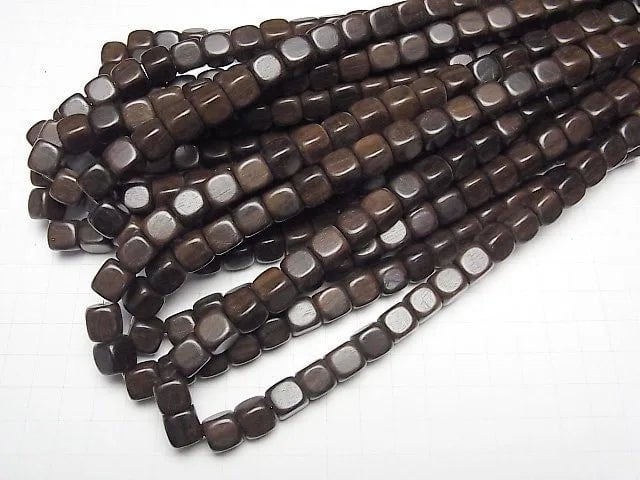 Ebony Wood Cube 10x10x10mm 1strand beads (aprx.15inch/38cm)