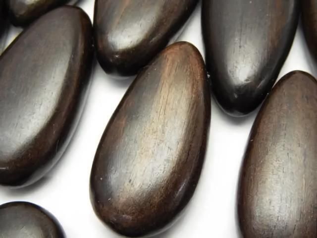 Ebony Wood Pear shape 34x18x10mm Top Side Drilled Hole 1strand beads (aprx.8inch/20cm)