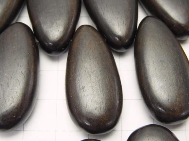 Ebony Wood Pear shape 34x18x10mm Top Side Drilled Hole 1strand beads (aprx.8inch/20cm)