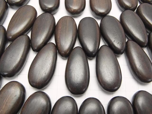 Ebony Wood Pear shape 34x18x10mm Top Side Drilled Hole 1strand beads (aprx.8inch/20cm)