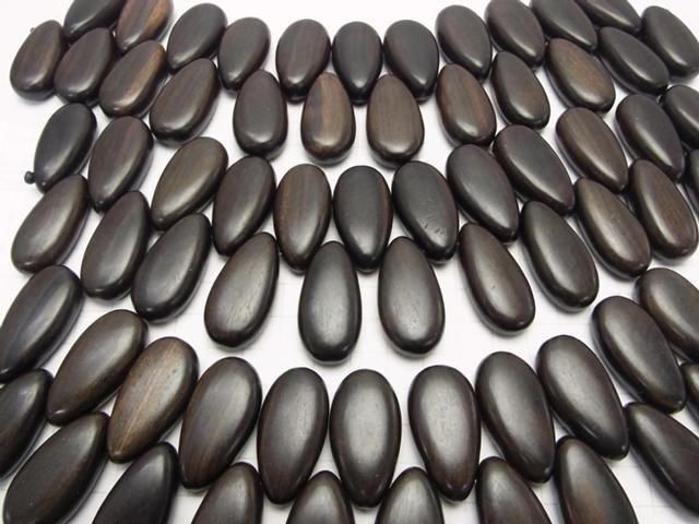 Ebony Wood Pear shape 34x18x10mm Top Side Drilled Hole 1strand beads (aprx.8inch/20cm)