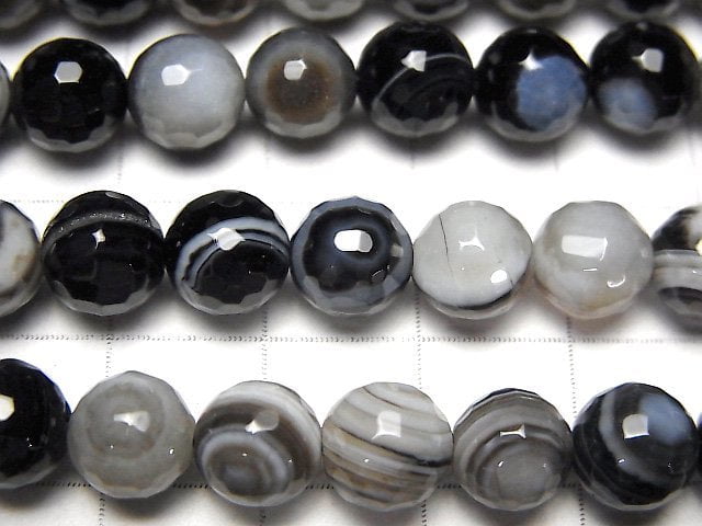 Tibetische Achat 128 Facettiert Rund 8 mm 1Strang Perlen (ca. 15 Zoll / 37 cm)