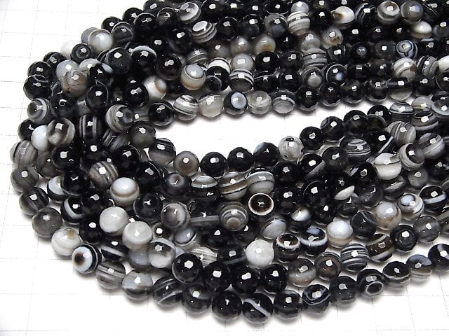 Tibetische Achat 128 Facettiert Rund 8 mm 1Strang Perlen (ca. 15 Zoll / 37 cm)