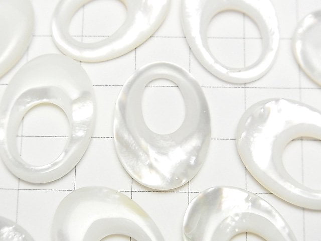 Hochwertige weiße Muschel (Silberlippen-Auster) AAA Donut Oval 25 x 18 x 4 mm 1 Stück 4,79 $!