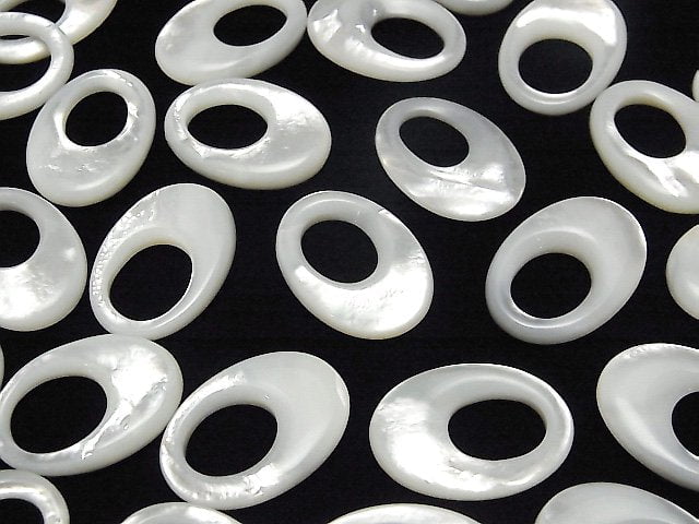 Hochwertige weiße Muschel (Silberlippen-Auster) AAA Donut Oval 25 x 18 x 4 mm 1 Stück 4,79 $!