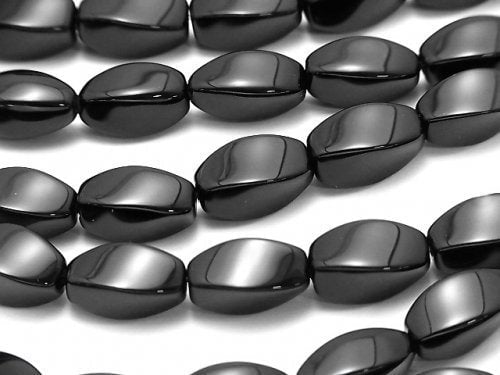 Onyx, Rice, Twist Gemstone Beads