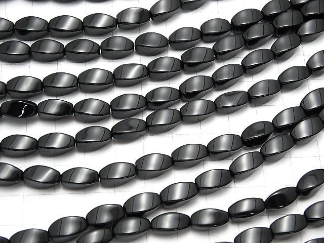 1strand $8.79! Onyx Rice 4Faceted Faceted Twist 12x6x6mm 1strand beads (aprx.15inch/36cm)