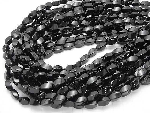 1strand $8.79! Onyx Rice 4Faceted Faceted Twist 12x6x6mm 1strand beads (aprx.15inch/36cm)