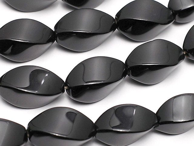 縞瑪瑙 米珠 4切面 刻面 扭轉 20x10x10mm 半串或1串珠子 (約15英吋/36公分)