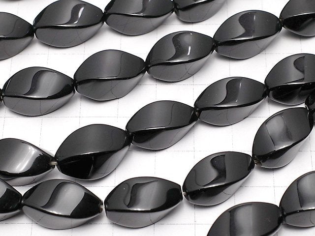 Onyx Rice 4Faceted Faceted Twist 20x10x10mm half or 1strand beads (aprx.15inch/36cm)