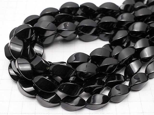 Onyx Rice 4Faceted Faceted Twist 20x10x10mm half or 1strand beads (aprx.15inch/36cm)