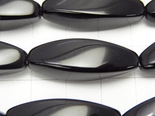 Onyx Rice 4Faceted Faceted Twist 30x10x10mm half or 1strand beads (aprx.15inch/37cm)