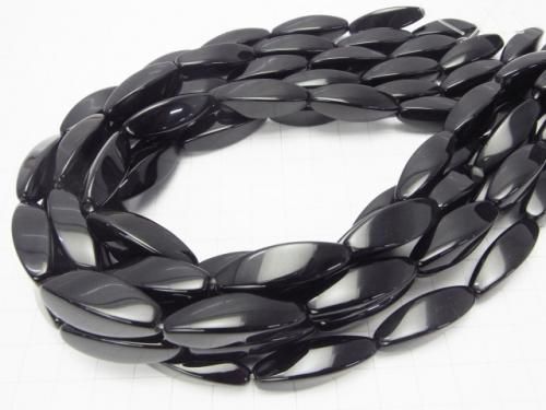 縞瑪瑙 米珠 刻面扭珠 30x10x10mm 1/4 或 1串珠子 (約15英吋/36公分)