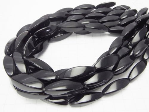 Onyx Rice 4Faceted Faceted Twist 30x10x10mm half or 1strand beads (aprx.15inch/37cm)