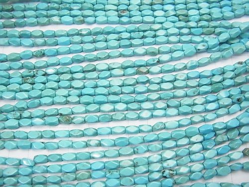 1strand $5.79! Magnesite Turquoise Faceted Rice 7x3x3mm 1strand beads (aprx.15inch/38cm)