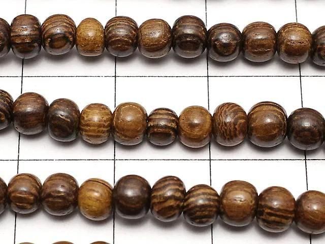Wood Beads Semi Round 4mm 1strand beads (aprx.15inch/38cm)