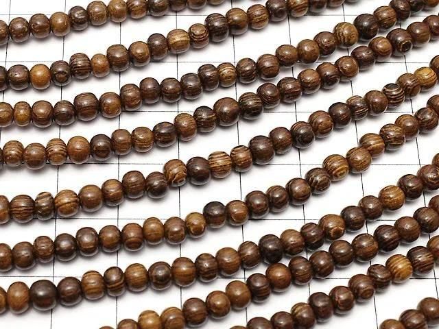 Wood Beads Semi Round 4mm 1strand beads (aprx.15inch/38cm)