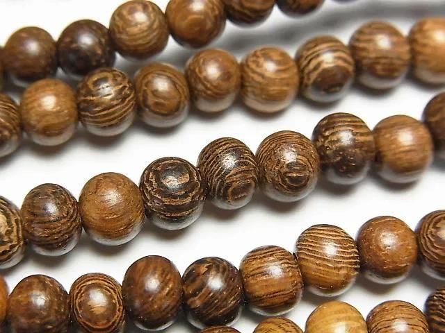 Wood Beads Semi Round 6mm 1strand beads (aprx.15inch/38cm)