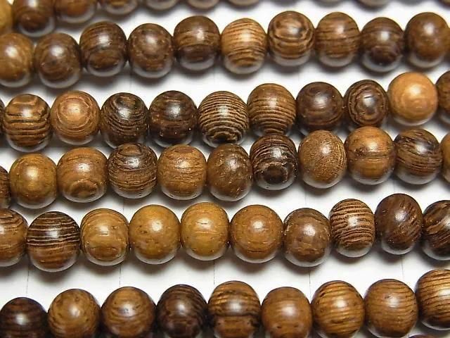 Wood Beads Semi Round 6mm 1strand beads (aprx.15inch/38cm)