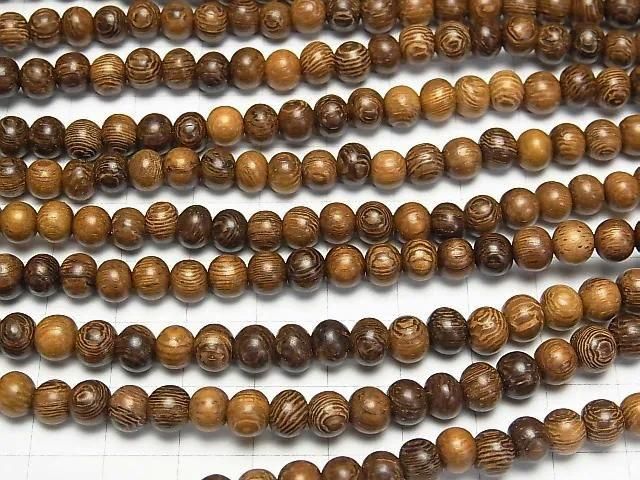 Wood Beads Semi Round 6mm 1strand beads (aprx.15inch/38cm)