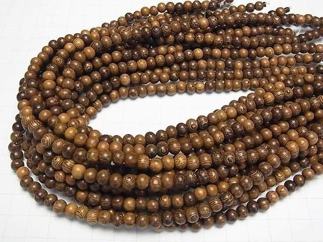 Wood Beads Semi Round 6mm 1strand beads (aprx.15inch/38cm)