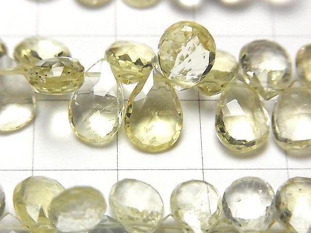 Hochwertiger Heliodor AAA- Birnenform Facettierte Briolette halbe oder 1 Strang Perlen (ca. 6 Zoll / 15 cm)
