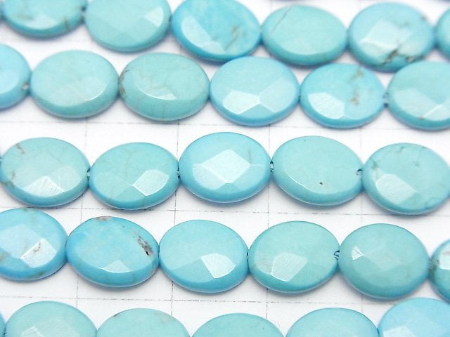 Magnesit Türkis facettiert oval 10x8mm 1-Strang Perlen (ca. 15 Zoll/37 cm)
