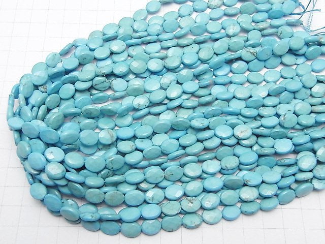 Magnesit Türkis facettiert oval 10x8mm 1-Strang Perlen (ca. 15 Zoll/37 cm)