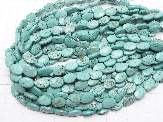 Magnesit Türkis facettiert oval 14x10mm 1-Strang Perlen (ca. 15 Zoll/37 cm)