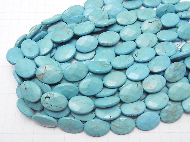 Magnesit Türkis facettiert oval 25x18mm 1-Strang Perlen (ca. 15 Zoll/37 cm)