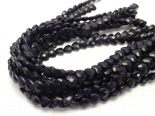 Blue Golden Sand Stone Heart cut 10x10x5mm half or 1strand beads (aprx.13inch/32cm)