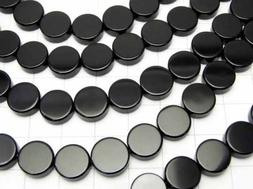 Onyx Flat Coin 10x10x4mm half or 1strand beads (aprx.15inch/37cm)