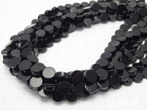 Onyx Plat Monnaie 10x10x4mm perles 1/2 ou 1 rang (env. 37cm)