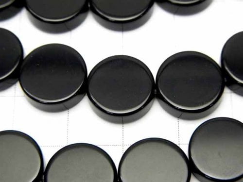 Onyx Flat Coin 12x12mm half or 1strand beads (aprx.15inch/36cm)