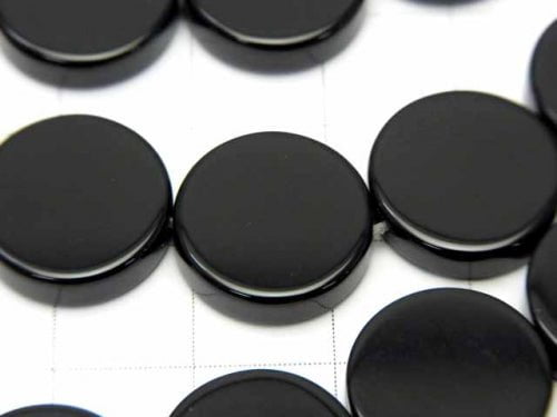Onyx Flat Coin 14x14mm half or 1strand beads (aprx.15inch/36cm)