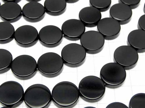 Onyx Flat Coin 14x14mm half or 1strand beads (aprx.15inch/36cm)
