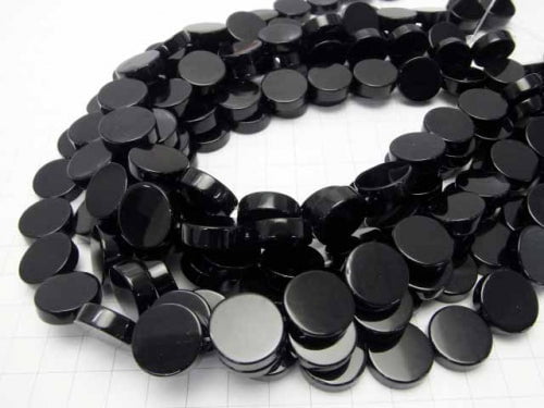 Onyx Flat Coin 16x16mm half or 1strand beads (aprx.15inch/36cm)