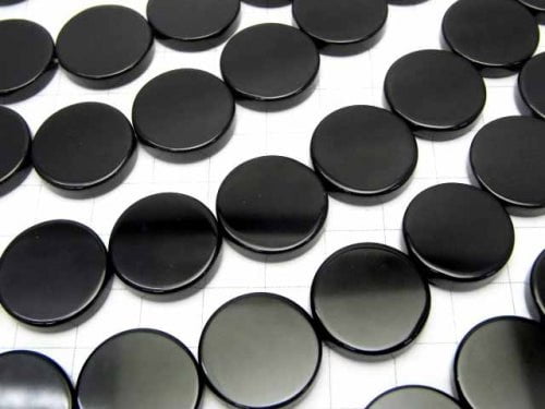 Onyx Flat Coin 18x18mm half or 1strand beads (aprx.15inch/36cm)