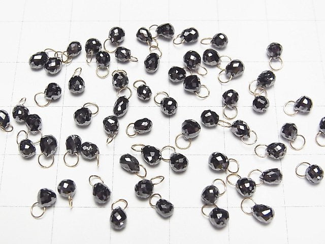 Schwarzer Diamant AAA facettierte Briolette mit 18K YG rundem Draht 1 Stück
